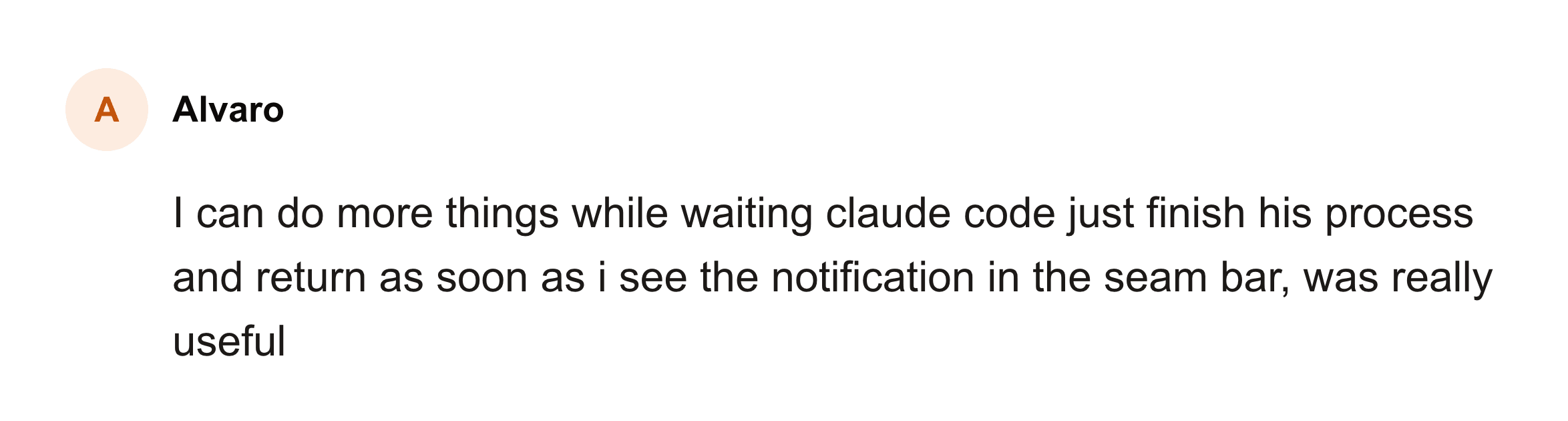 Comment from Alvaro on the Seam feedback board