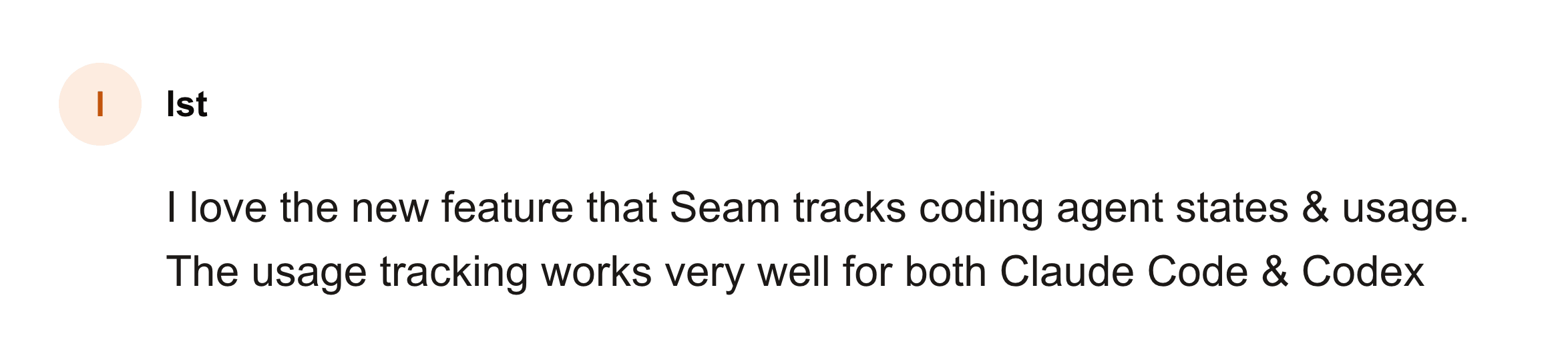 Comment from lst on the Seam feedback board