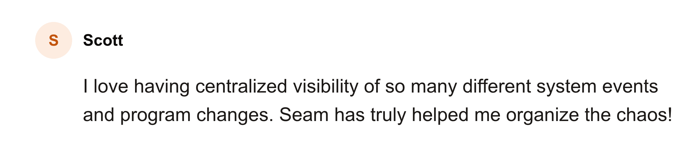 Comment from Scott on the Seam feedback board